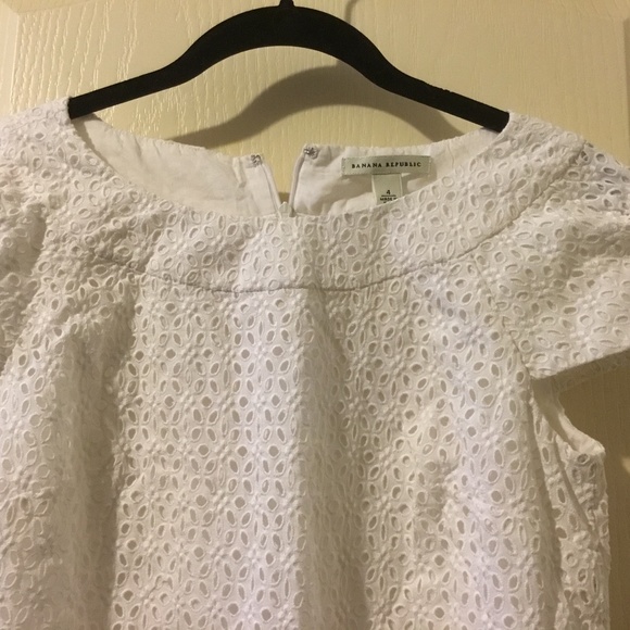 Banana Republic white cotton eyelet dress sz 4 - Picture 3 of 3